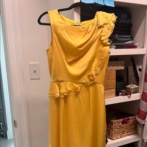 Yellow Asymmetrical Ruffled One Shoulder Sundress